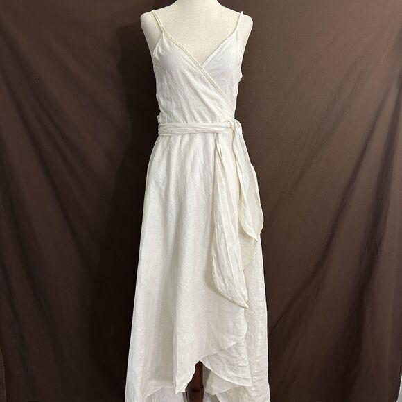 $365 Claude Tulum 100% Linen Alex Wrap Dress One Size Classic - Picture 2 of 8